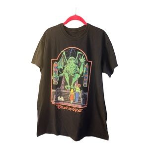 Steven Rhodes Black Stranger Things Graphic Short Sleeve Tee- Size L Unisex